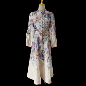 Zimmermann Dawning Buttoned Midi Dress Linen NWT